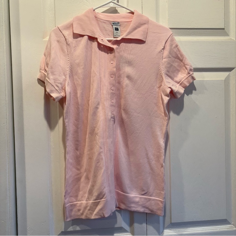 Gap NWT Baby Pink Knit Short Sleeve Polo Top - Size Large